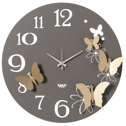 Arti & Mestieri - Grande horloge murale originale Butterfly Flowers