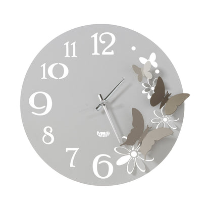 Arti & Mestieri orologio da parete Butterfly Flowers piccolo bianco marmo e sabbia in ferro lavorato artigianalmente