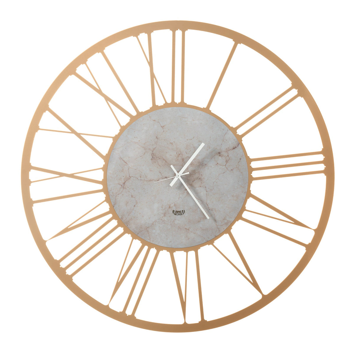 Arti & Mestieri orologio da parete Big 92 oro laccato e marmo travertino ferro lavorato artigianalmente