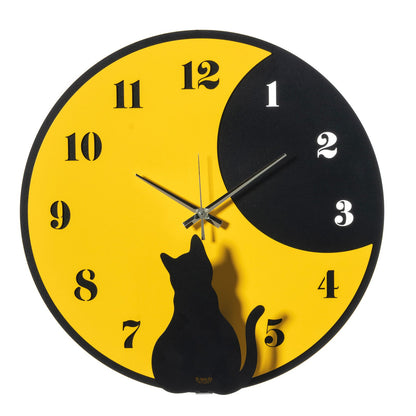 Arti & Mestieri orologio da parete Moon Whiskers nero e giallo in ferro lavorato artigianalmente
