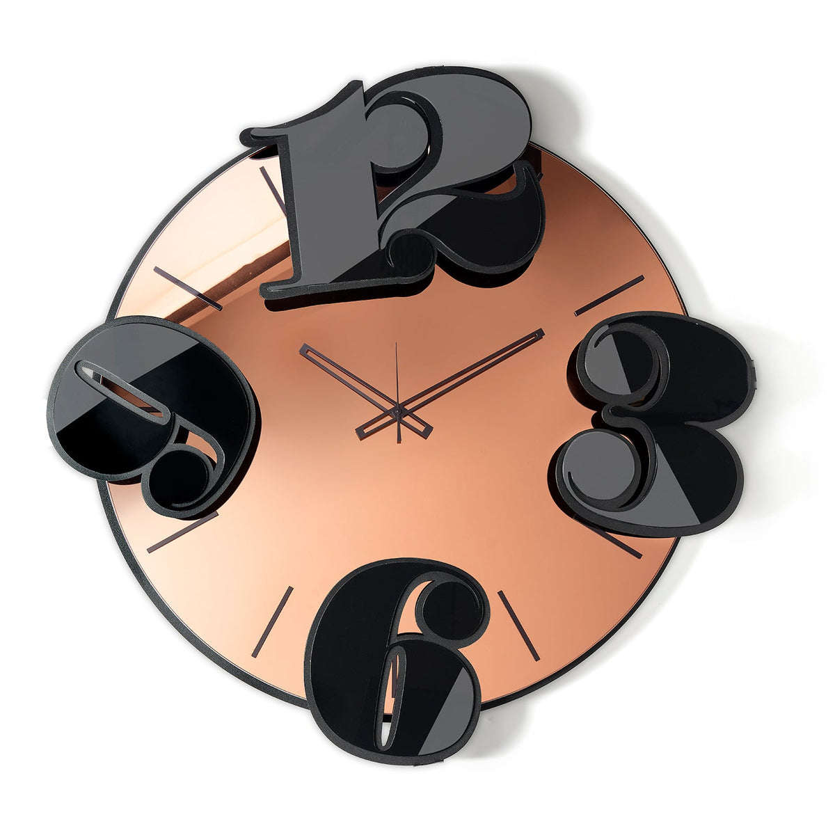 Arti & Mestieri orologio da parete Benguiat nero e Crystal Luxe rosa in ferro e vetro specchiato
