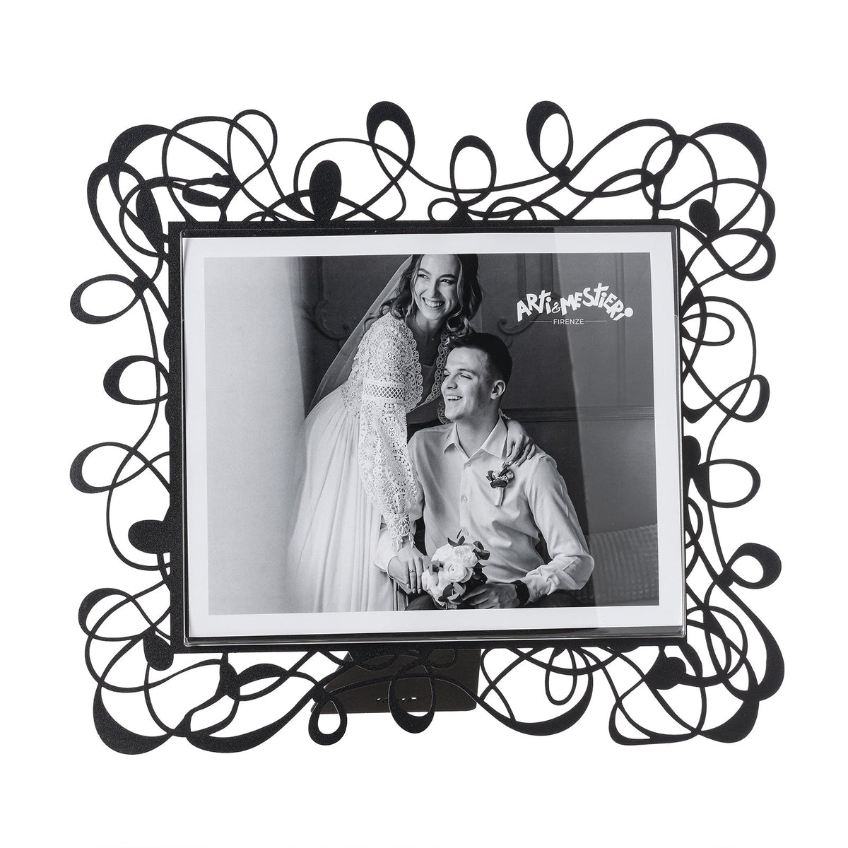 Arti & Mestieri Portafoto Scarabocchio Maxi orizzontale nero in ferro e polimetilmetacrilato 36x32,5 cm