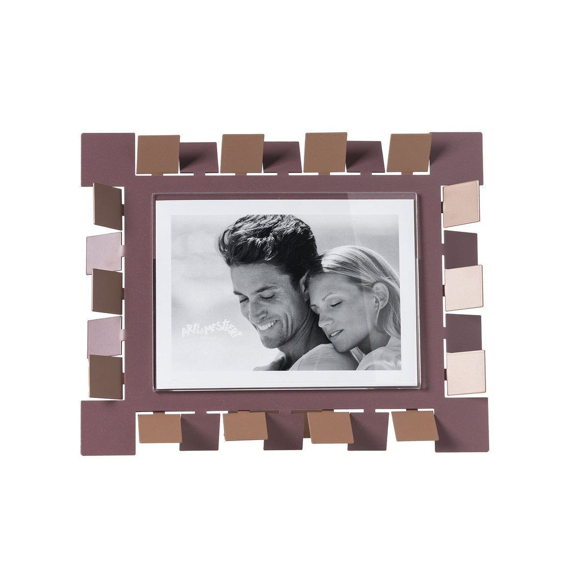 Arti & Mestieri Portafoto Vertigo grande orizzontale mocha mousse viola ametista in ferro lavorato artigianalmente