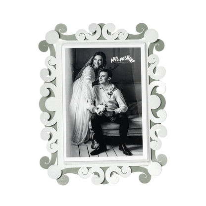 Arti & Mestieri Portafoto Koko grande giada bianco marmo ferro artigianale doppia cornice