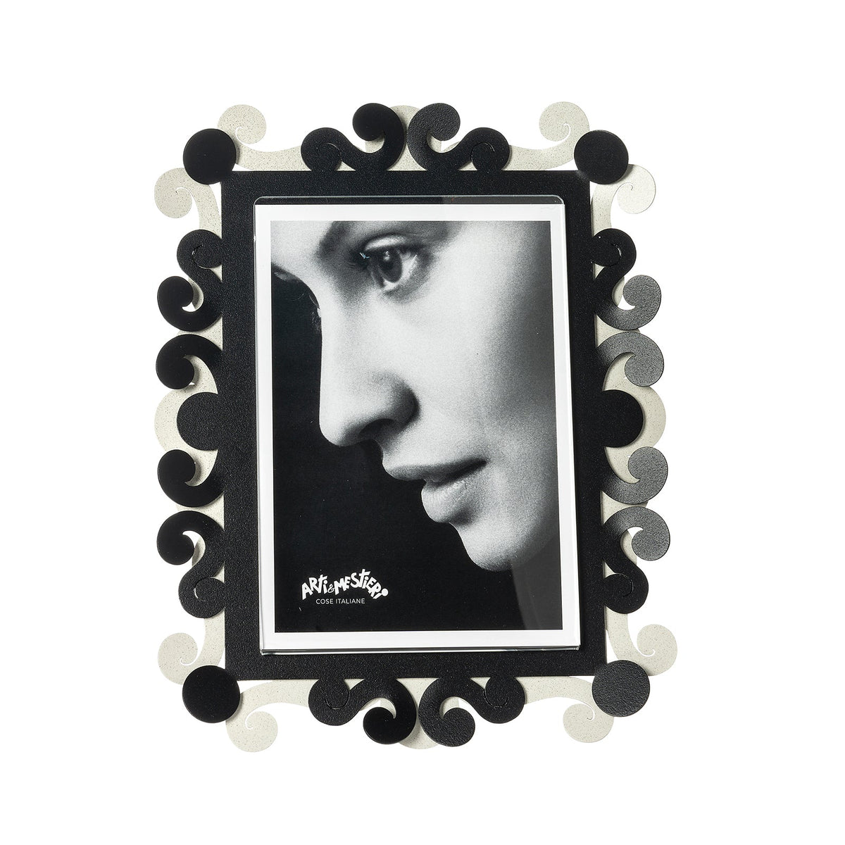 Arti & Mestieri Portafoto Koko Grande avorio e nero in ferro e polimetilmetacrilato 20x25 cm