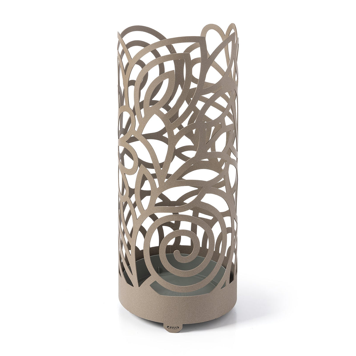 Arti & Mestieri Portaombrelli Garden beige ferro traforato con decori floreali e foglie