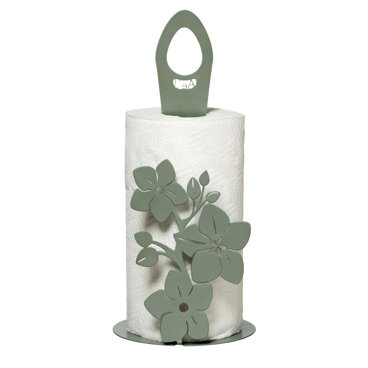 Arti & Mestieri Porta rotolo Fior di Loto verde salvia in ferro lavorato artigianalmente