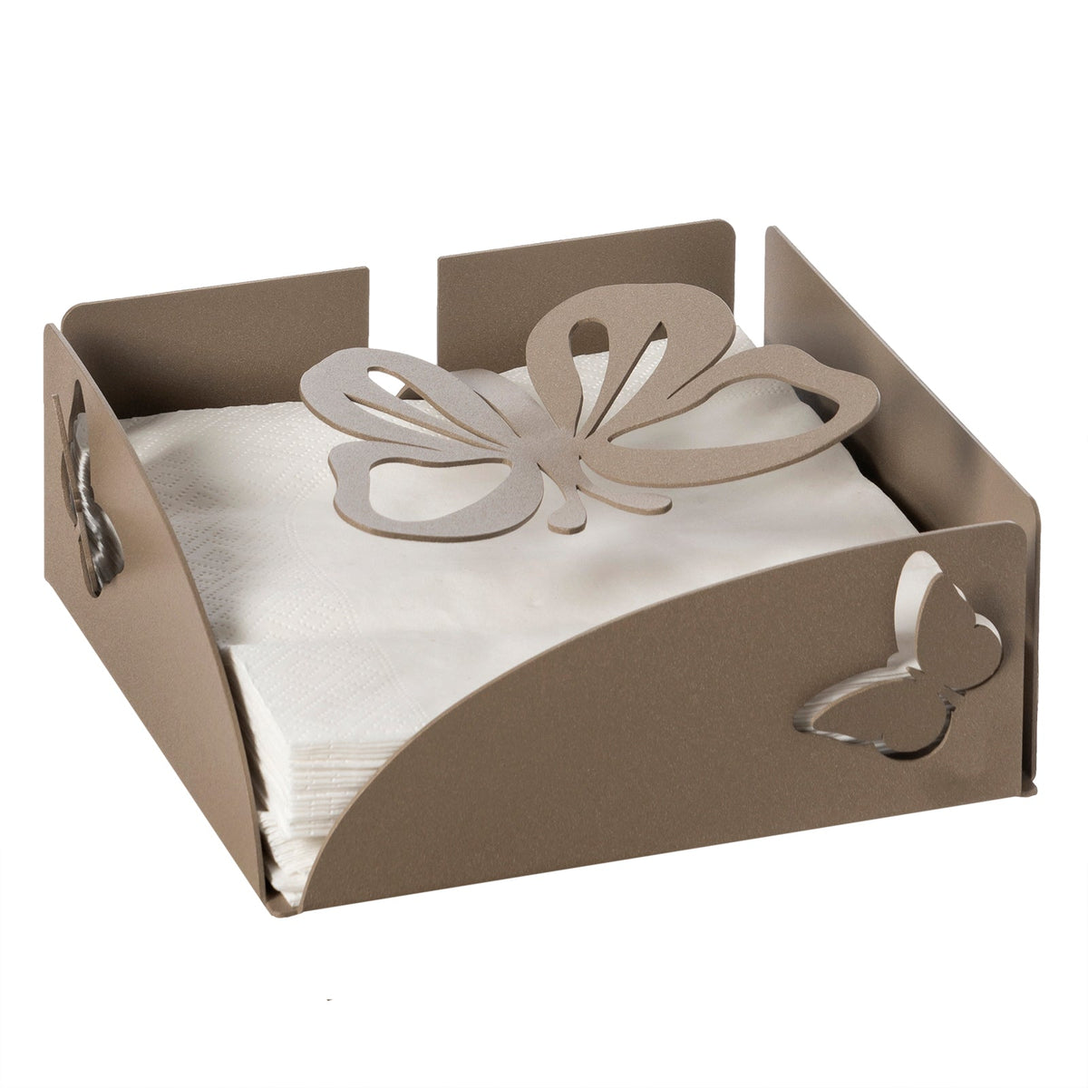 Arti & Mestieri Portatovaglioli Farfalloso beige ferro traforato con decoro farfalle