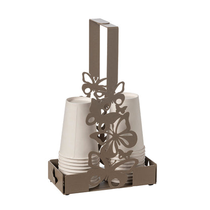 Arti & Mestieri Porta Bicchieri Farfalloso beige ferro lavorato con decoro farfalle traforato