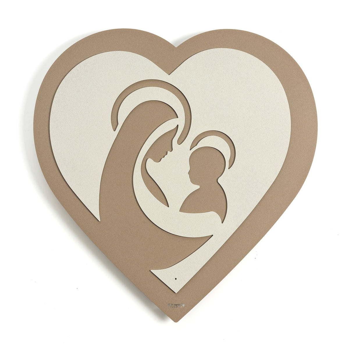 Arti & Mestieri Icona Cuore beige avorio pannello decorativo in ferro lavorato artigianalmente 50x51,5 cm