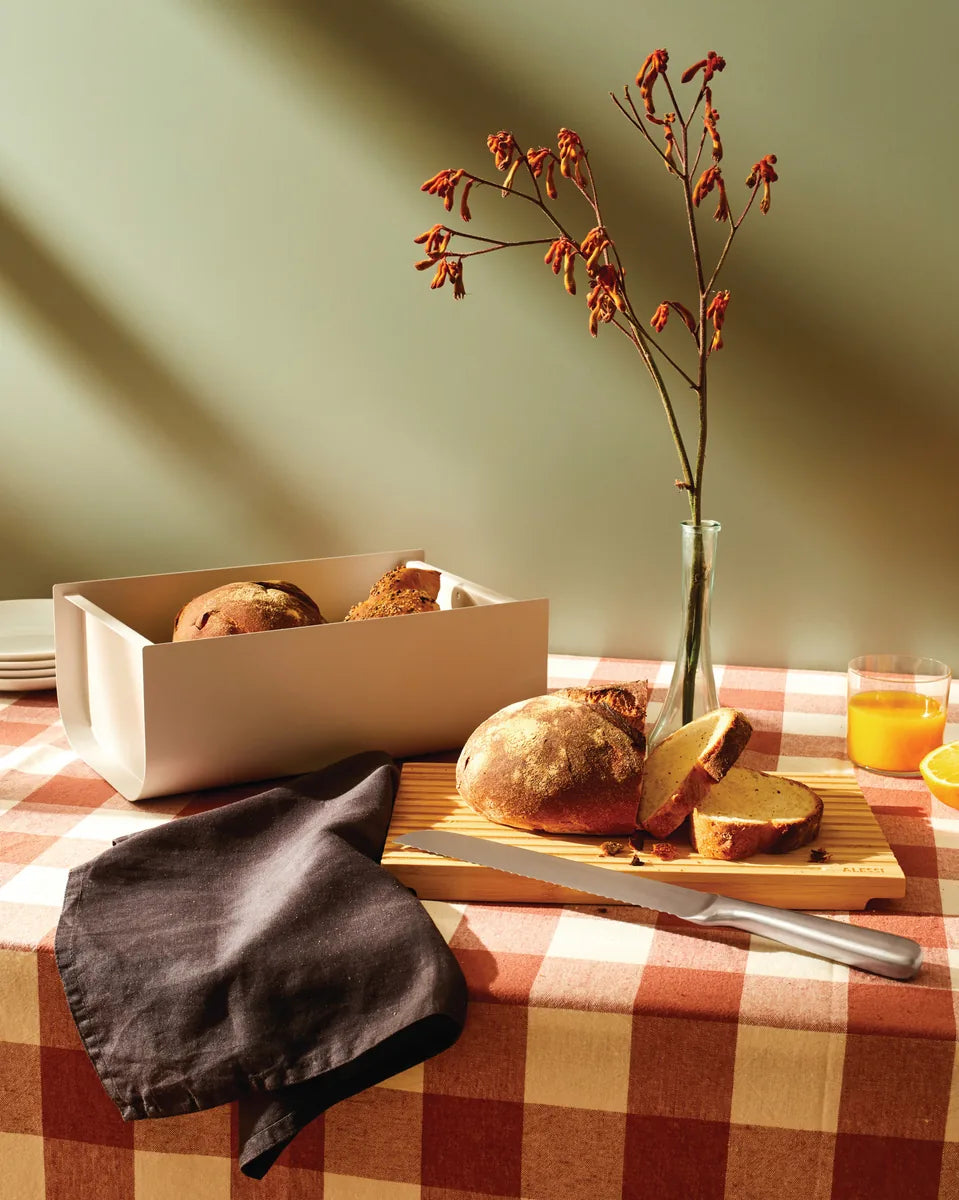 Alessi — Mattina BG03 WG | Cassetta del pane Warm Grey con tagliere — vista laterale