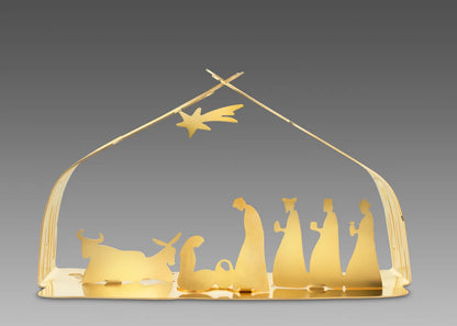 Alessi — Bark Crib BM09 W | Presepe in acciaio bianco e dorato — dettaglio