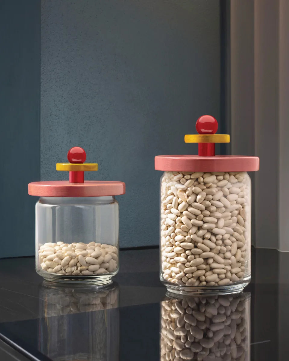 Alessi — ES16/75 | Barattolo ermetico Sottsass in vetro e faggio
