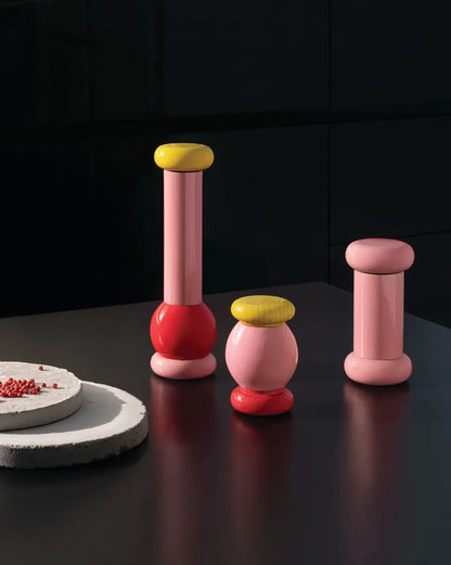 Alessi — MP0210 2 | Macinaspezie in faggio Sottsass, rosso rosa giallo
