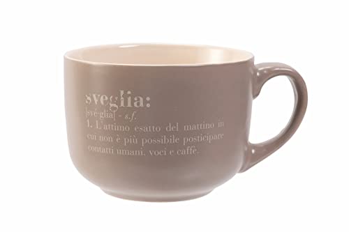 Villa d'Este Home Tivoli Jumbo Mug Victionary in gres grigio e bianco con manico - 520 ml