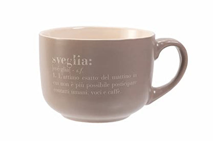 Villa d'Este Home Tivoli Jumbo Mug Victionary in gres grigio e bianco con manico - 520 ml