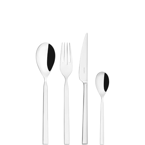 Bugatti Set Posate Acciaio Inox 18/10 per 6 persone, design Puro lineare