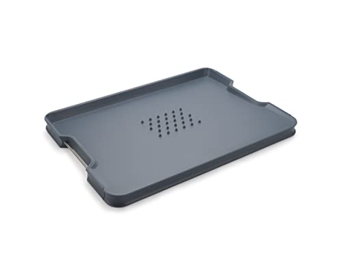 Joseph Joseph Tagliere Multifunzione in plastica e acciaio inox con base inclinata e bordi rialzati