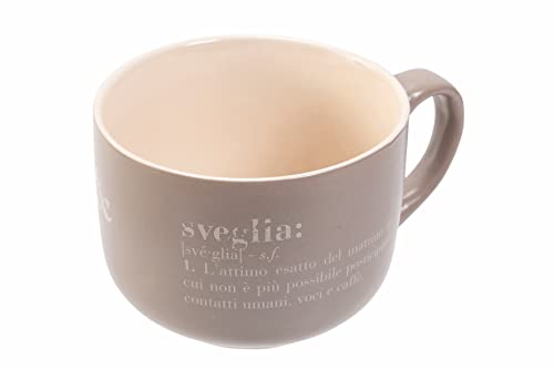 Villa d'Este Home Tivoli Jumbo Mug Victionary in gres grigio e bianco con manico - 520 ml