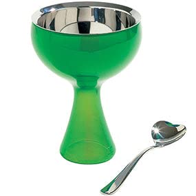 Alessi Big Love set coppa gelato e cucchiaino acciaio inossidabile rosa design Miriam Mirri