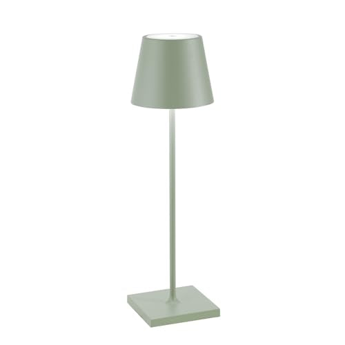 Zafferano Poldina lampada LED alluminio salvia con diffusore policarbonato e controllo touch