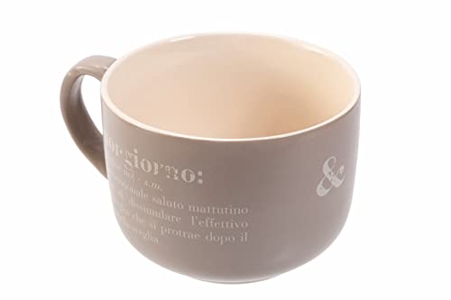 Villa d'Este Home Tivoli Jumbo Mug Victionary in gres grigio e bianco con manico - 520 ml