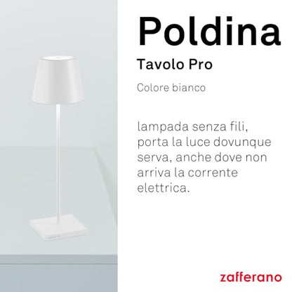 Zafferano Poldina Pro lampada da tavolo 38cm alluminio bianco con diffusore policarbonato