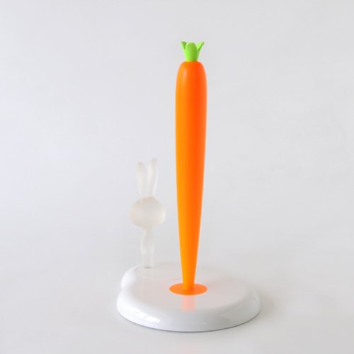 Alessi Portarotolo Bunny and Carrot resina bianco e verde design Stefano Giovannoni