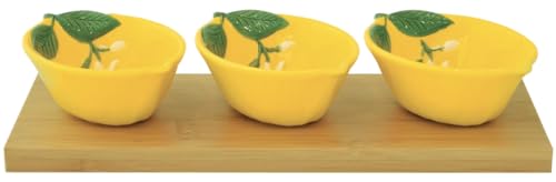 Easy Life set 3 bowl melamina a forma di limone con fiori colori vivaci