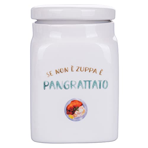 Villa d'Este Home Tivoli barattolo pangrattato new bone china bianco blu 750ml con scritta Le Travisate
