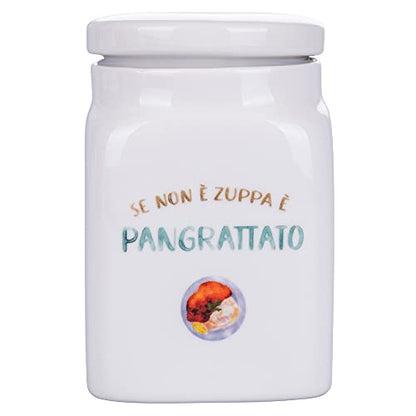 Villa d'Este Home Tivoli barattolo pangrattato new bone china bianco blu 750ml con scritta Le Travisate