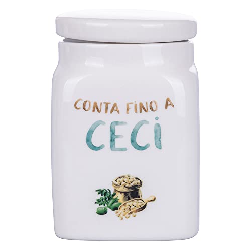 Villa d'Este Home Tivoli barattolo ceci in new bone china bianco e blu acquamarina - Stilmobili