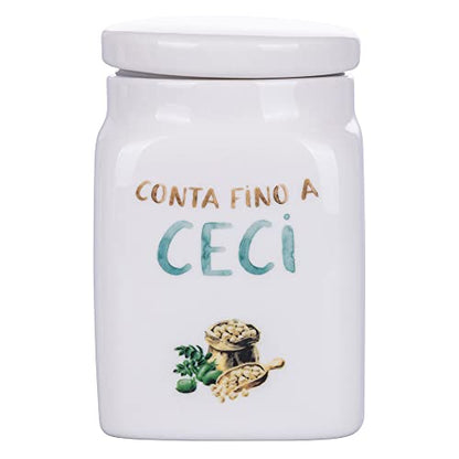 Villa d'Este Home Tivoli barattolo ceci in new bone china bianco e blu acquamarina - Stilmobili