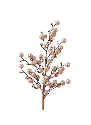 Peraga Garden Ramo Natalizio con Bacche e Glitter colore Caramello plastico 60cm