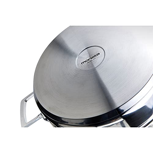 Pentola Moneta Accordo 20cm acciaio inossidabile spazzolato con coperchio vetro e maniglie microfuse