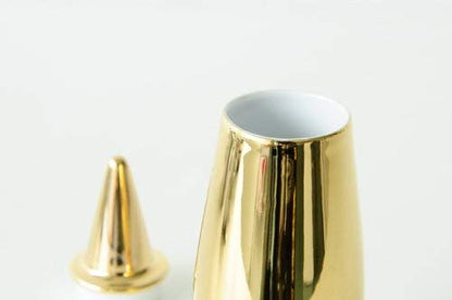 Alessi vaso con coperchio in miniatura bone china bianco, design Alessandro Mendini