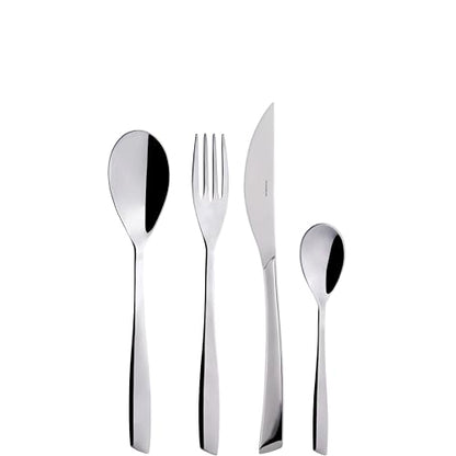 Bugatti Set Posate Acciaio Inox 18/10 per 6 persone, design Puro lineare