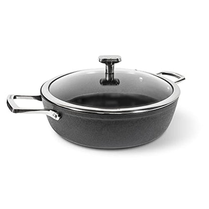 Moneta Armonia tegame 28cm con coperchio nero antiaderente effetto pietra