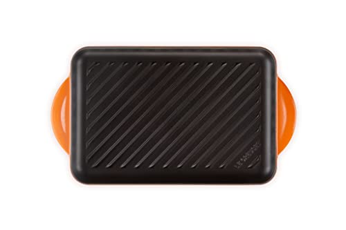 LE CREUSET Griglia rettangolare ghisa smaltata azzurra 32,5 cm per cottura a induzione