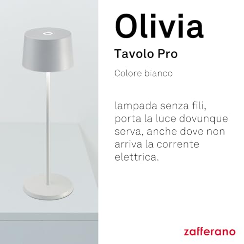 Zafferano Olivia Pro lampada LED alluminio bianco design moderno