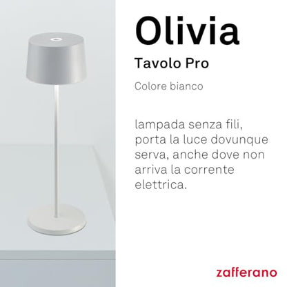 Zafferano Olivia Pro lampada LED alluminio bianco design moderno