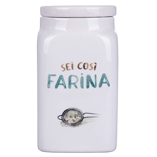 Villa d'Este Home Tivoli barattolo farina Le Travisate new bone china bianco decoro acquamarina