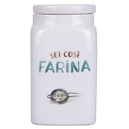Villa d'Este Home Tivoli barattolo farina Le Travisate new bone china bianco decoro acquamarina