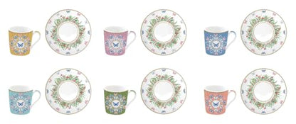 Easy Life Set 6 tazze da caffè in porcellana multicolore 10 cl
