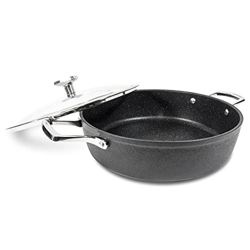 Moneta Armonia tegame 28cm con coperchio nero antiaderente effetto pietra