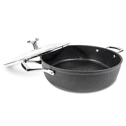 Moneta Armonia tegame 28cm con coperchio nero antiaderente effetto pietra