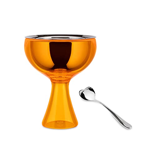 Alessi Big Love set coppa gelato e cucchiaino acciaio inossidabile rosa design Miriam Mirri