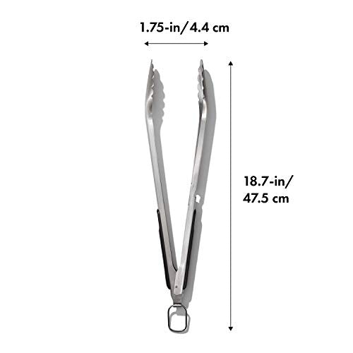 OXO Pinze Good Grips in acciaio inox con estremità frastagliate e apribottiglie integrato