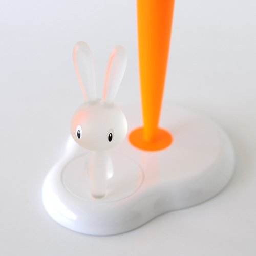 Alessi Portarotolo Bunny and Carrot resina bianco e verde design Stefano Giovannoni