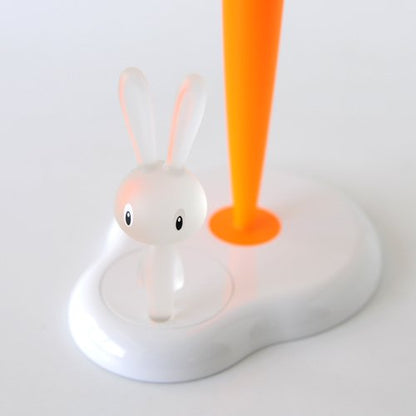 Alessi Portarotolo Bunny and Carrot resina bianco e verde design Stefano Giovannoni